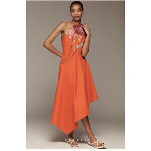 Yukiko Noritake x Anthropologie Asymmetric Floral Midi Dress - NWT Sz 0